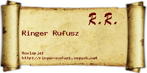 Ringer Rufusz névjegykártya